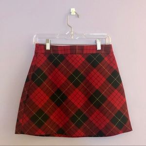 EXPRESS Red Plaid Skirt size 2